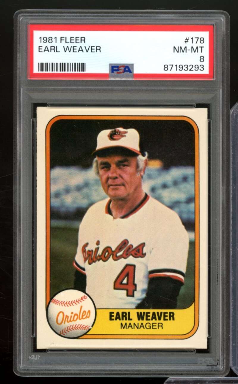 Earl Weaver Card 1981 Fleer #178 PSA 8 Image 1