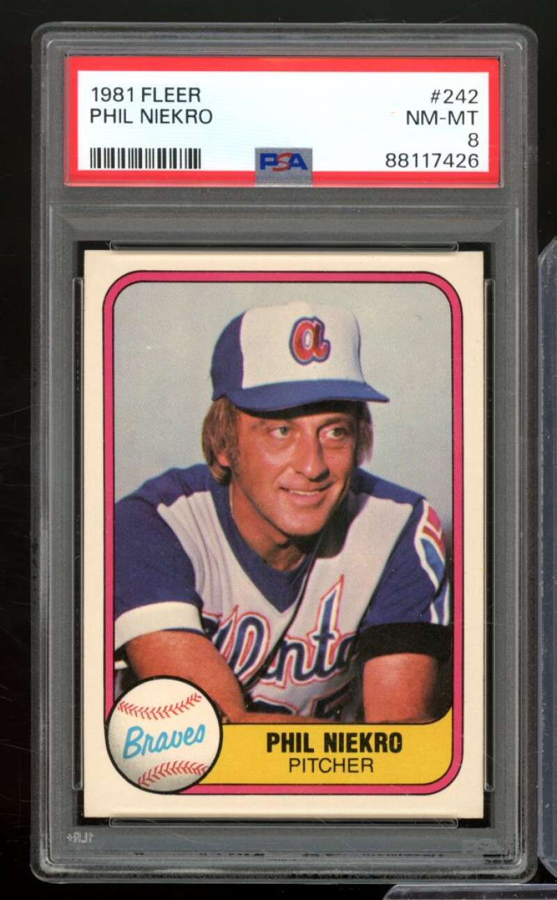 Phil Niekro Card 1981 Fleer #242 PSA 8 Image 1