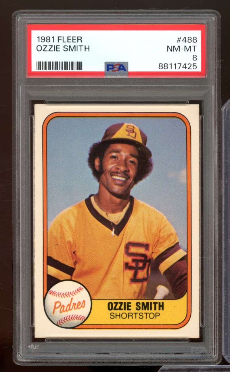 Ozzie Smith Card 1981 Fleer #488 PSA 8 Image 1