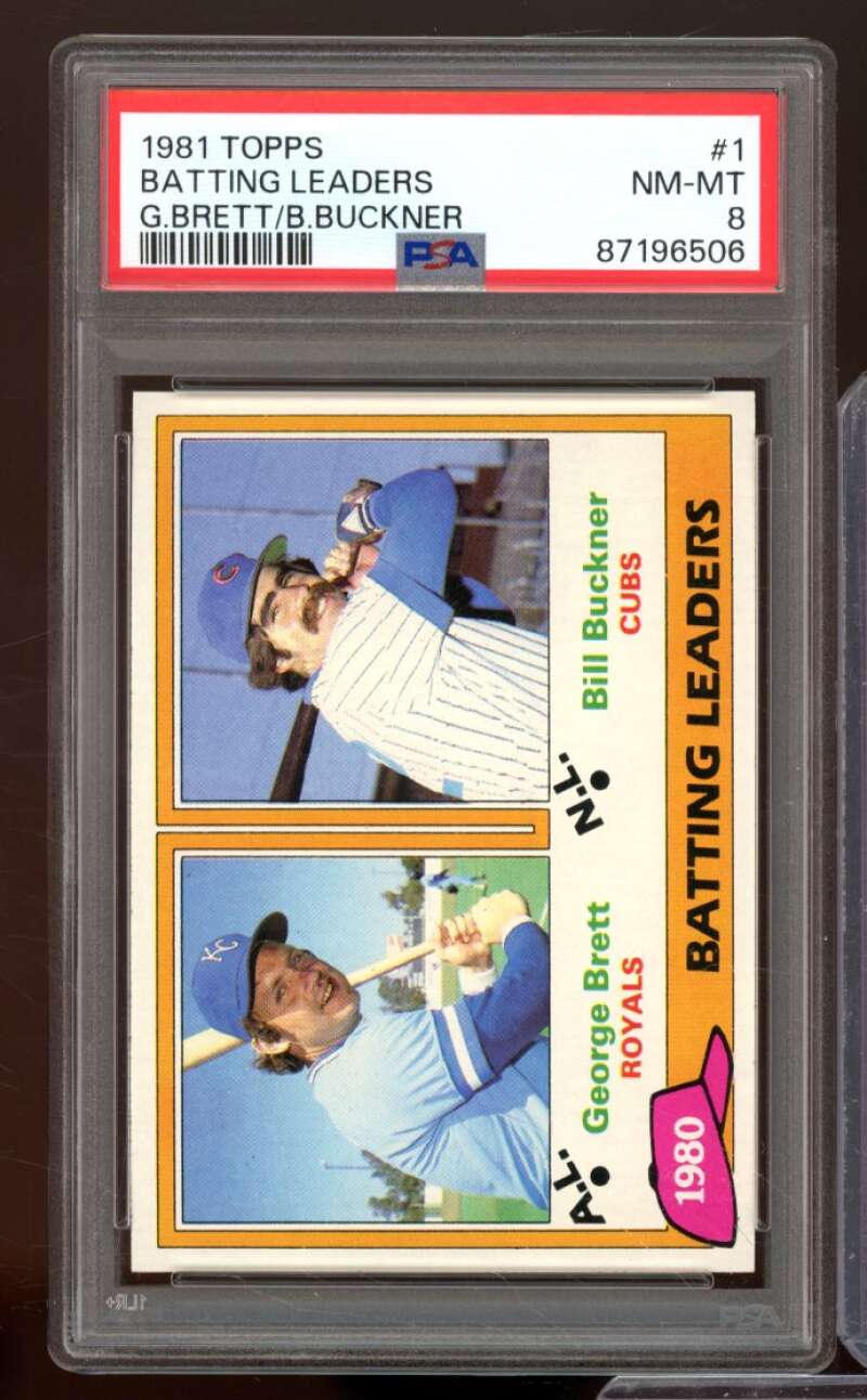 George Brett/Bill Buckner Card 1981 Topps Batting Leaders #1 PSA 8 Image 1