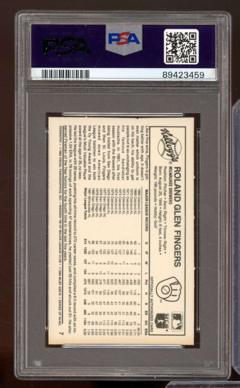 Rollie Fingers Card 1982 Kellogg's #7 PSA 5 Image 2