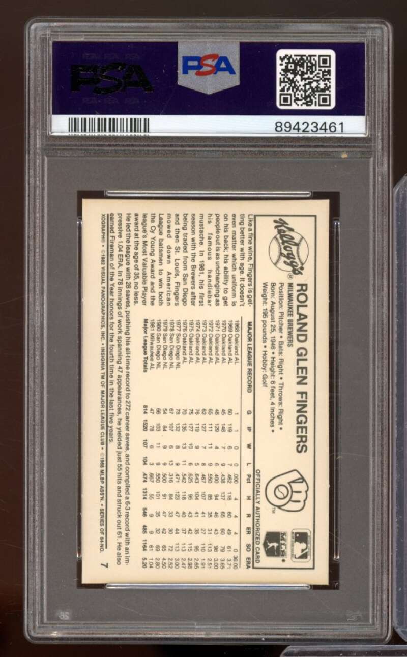 Rollie Fingers Card 1982 Kellogg's #7 PSA 7.5 Image 2