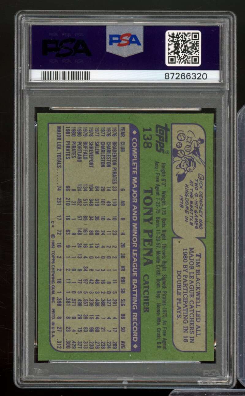 Tony Pena Card 1982 Topps #138 PSA 8 Image 2