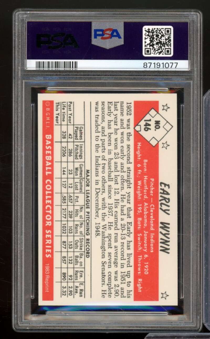 Early Wynn Card 1983 C.C.C. Reprint 53 Bowman Color #146 PSA 6 Image 2