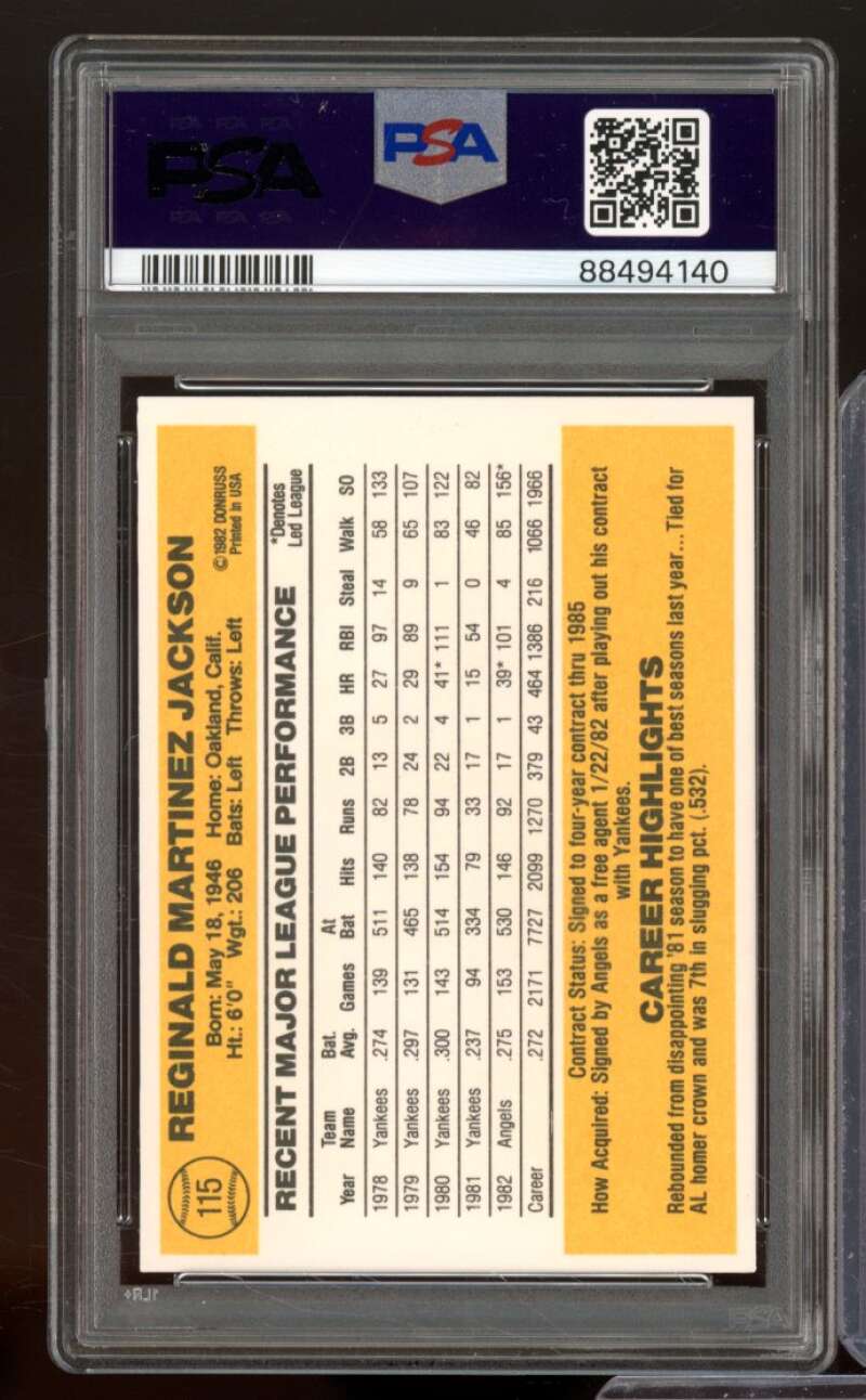 Reggie Jackson Card 1983 Donruss #115 PSA 8 Image 2