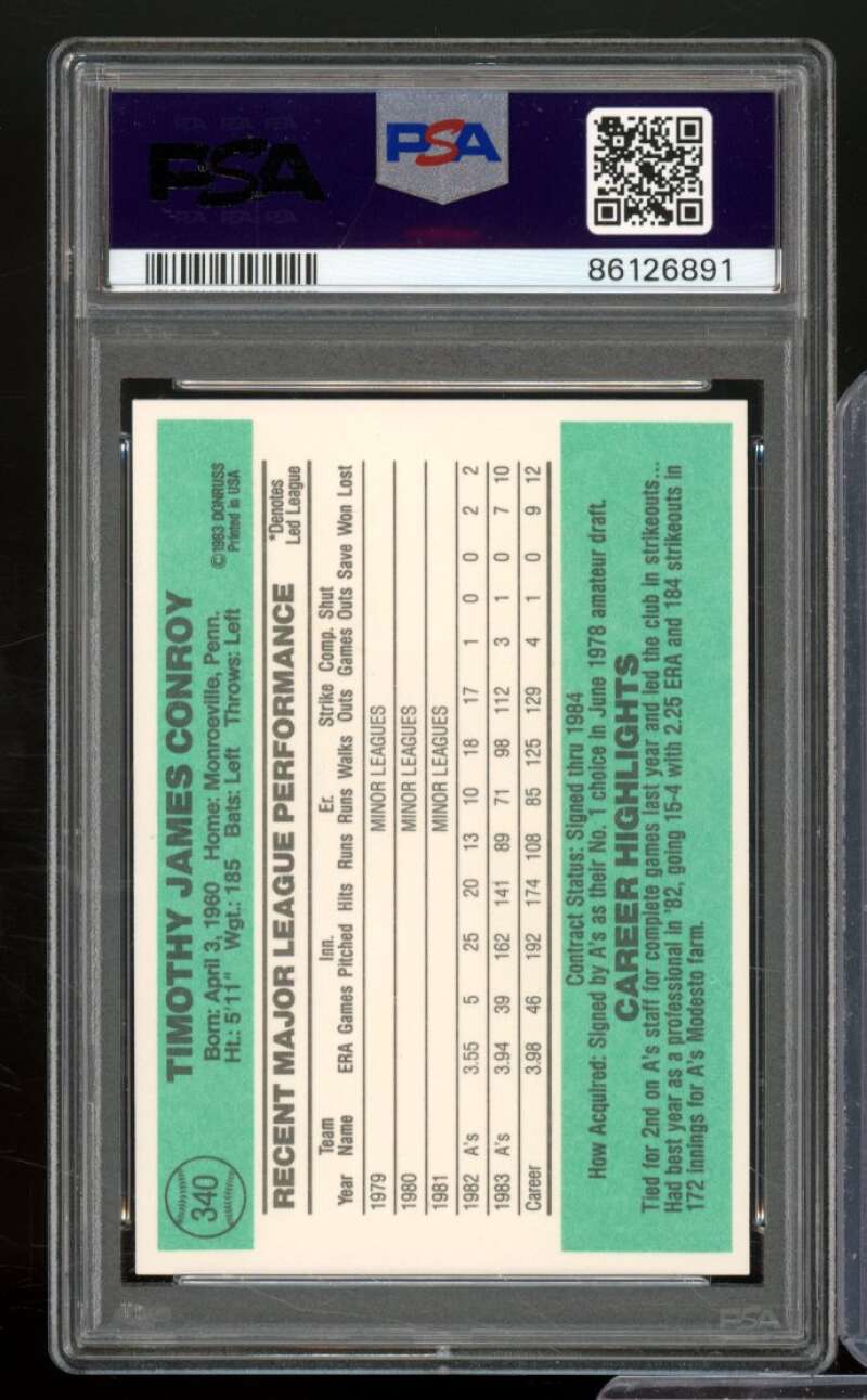 Tim Conroy Card 1984 Donruss #340 PSA 9 Image 2