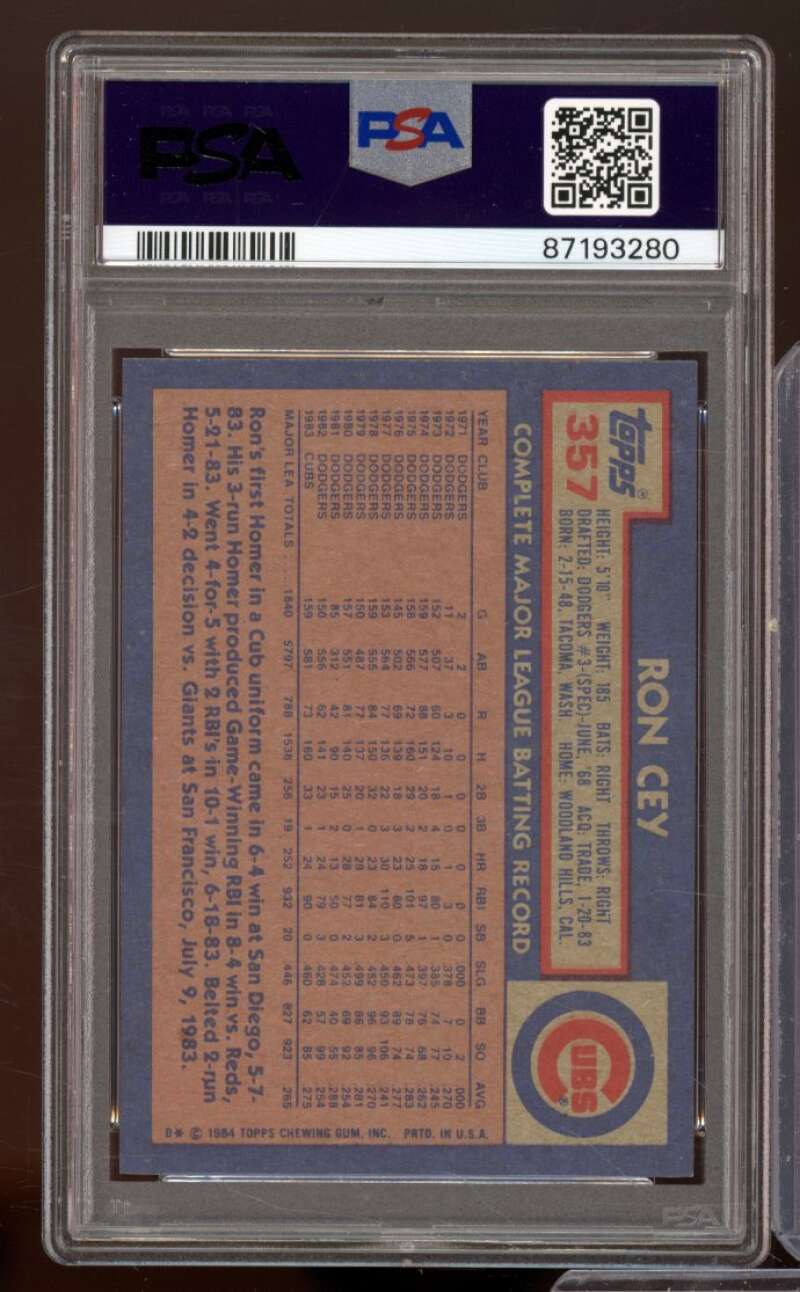 Ron Cey Card 1984 Topps #357 PSA 8 Image 2