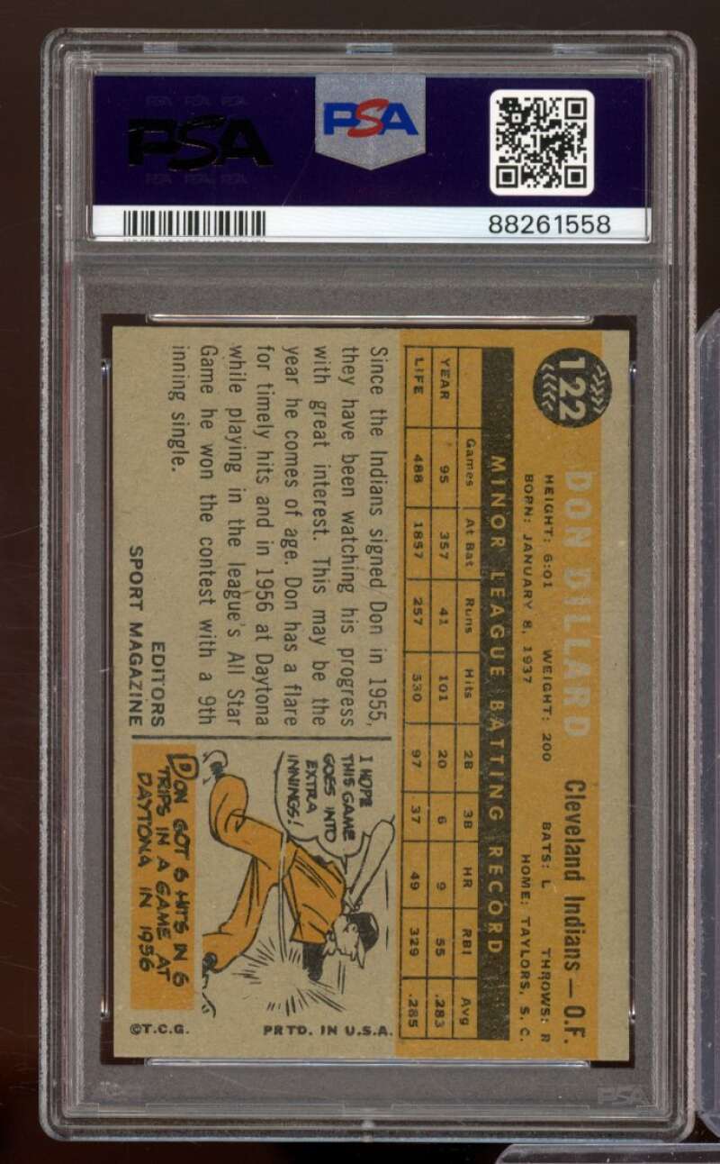 Don Dillard Rookie Card 1960 Topps #122 PSA 5 Image 2