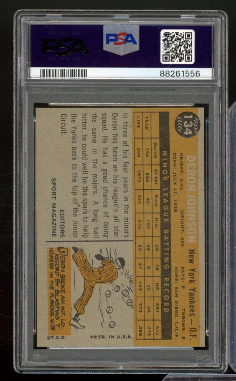 Deron Johnson Rookie Card 1960 Topps #134 PSA 4 Image 2