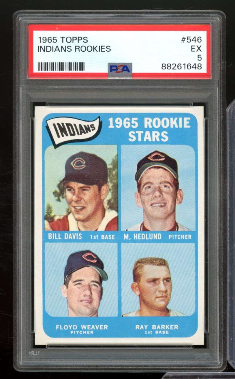 DavisHedlund/Weaver/Barker Indians Rookies Rookie Card 1965 Topps #546 PSA 5 Image 1