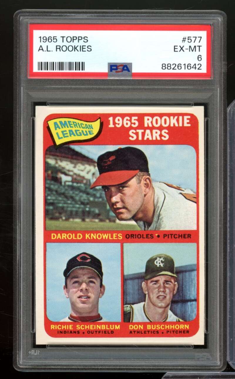 Darold Knowles/Richie Scheinblum/Don Buschhorn Rookie Card 1965 Topps #577 PSA 6 Image 1