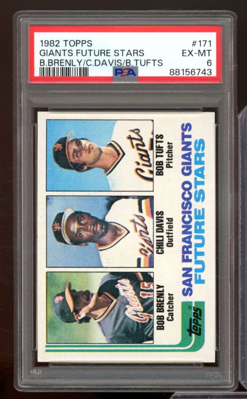 Bob Brenly/Chili Davis/BobTufts Rookie Card 1982 Topps #171 PSA 6 Image 1