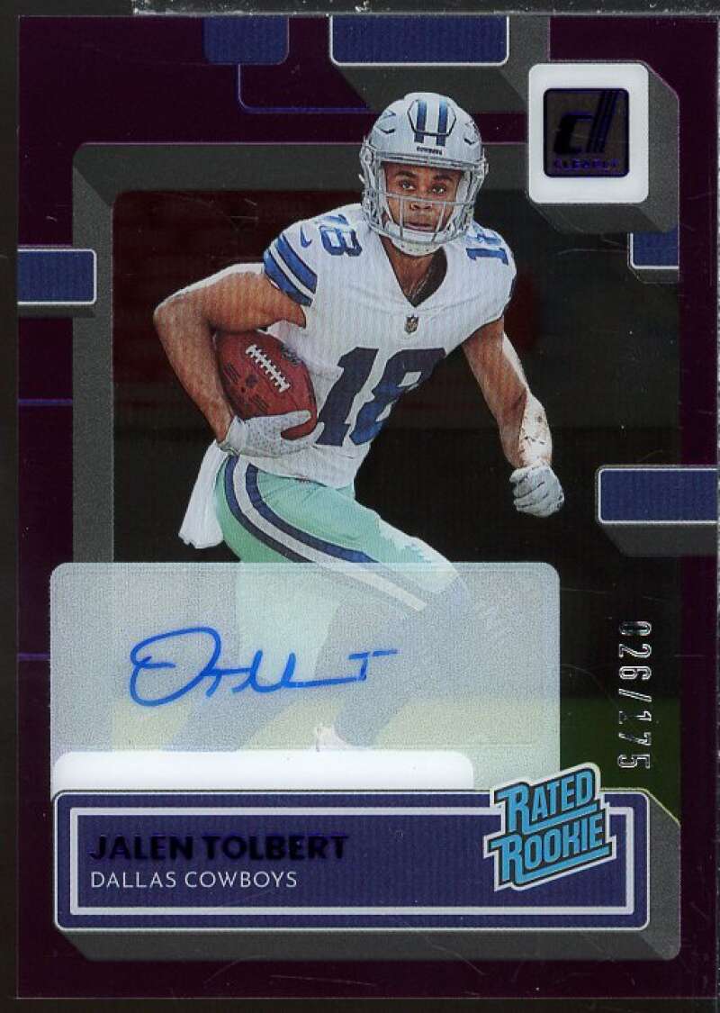 Jalen Tolbert 2022 Clearly Donruss Clearly Rated Rookie Autographs Purple #81  Image 1