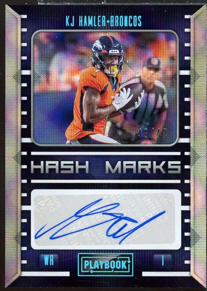 KJ Hamler Rookie Card 2022 Panini Playbook Hash Marks Autographs Platinum #21  Image 1