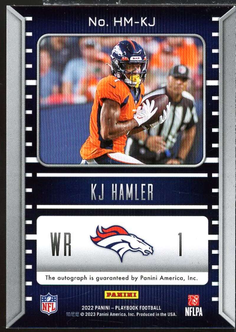 KJ Hamler Rookie Card 2022 Panini Playbook Hash Marks Autographs Platinum #21  Image 2