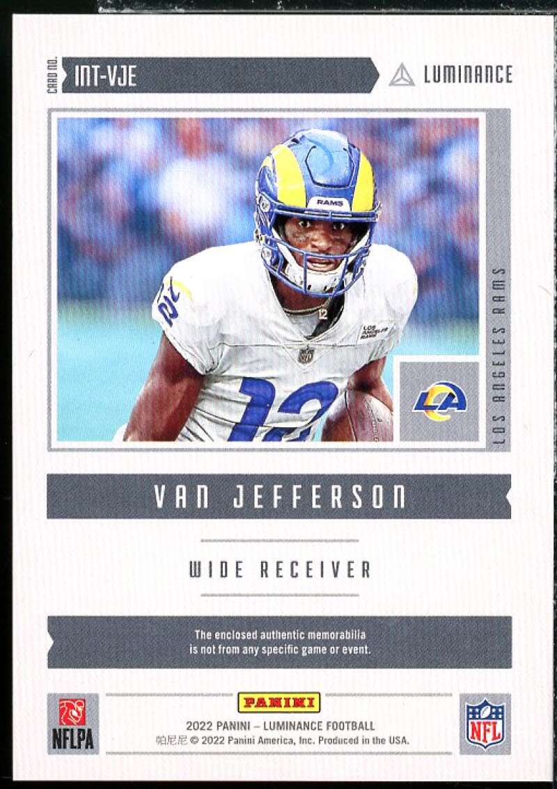 Van Jefferson Card 2022 Panini Luminance Intensity Jerseys #9  Image 2