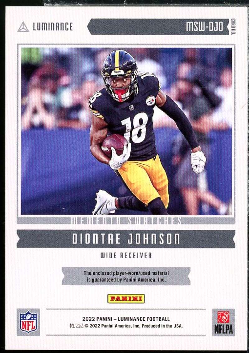 Diontae Johnson Card 2022 Panini Luminance Memento Swatches #14  Image 2