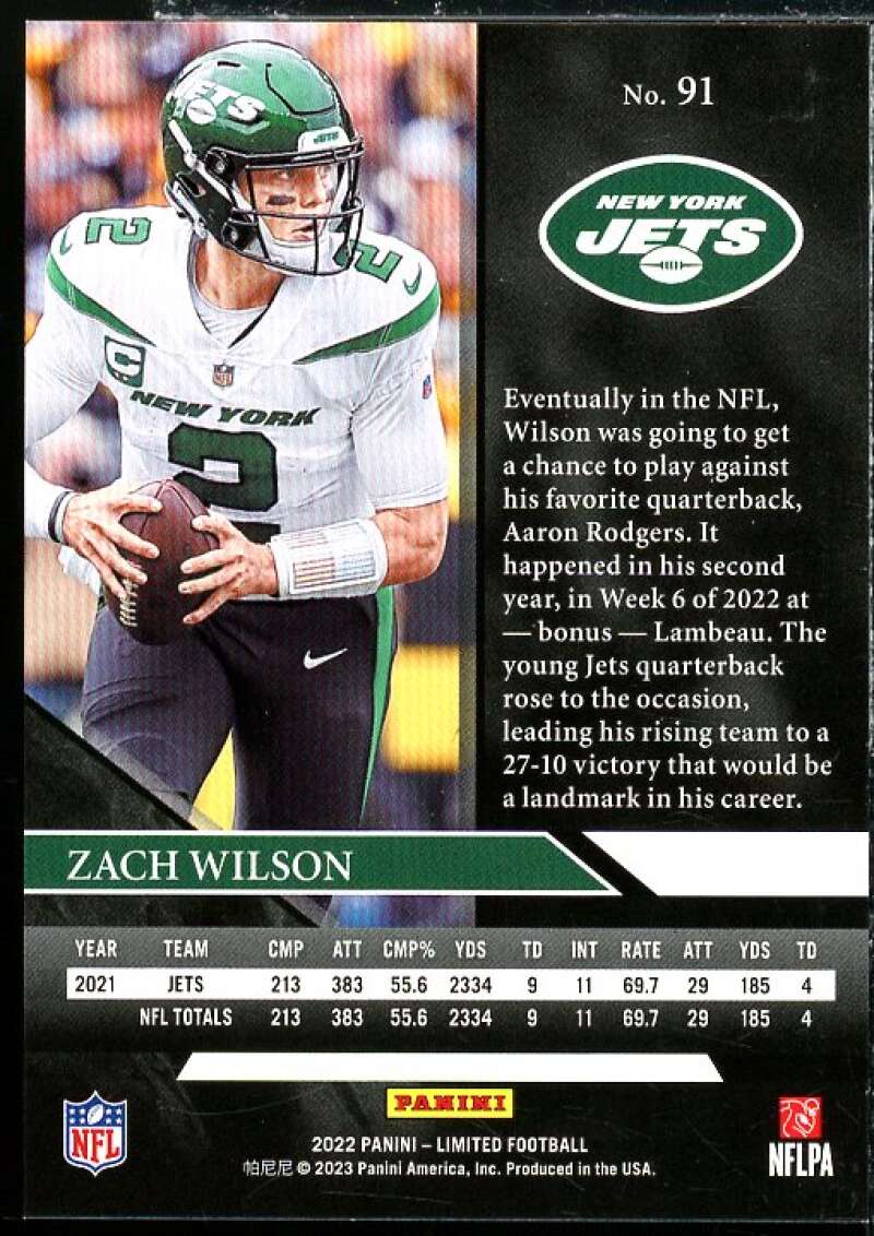 Zach Wilson Card 2022 Limited Gold Spotlight #91  Image 2