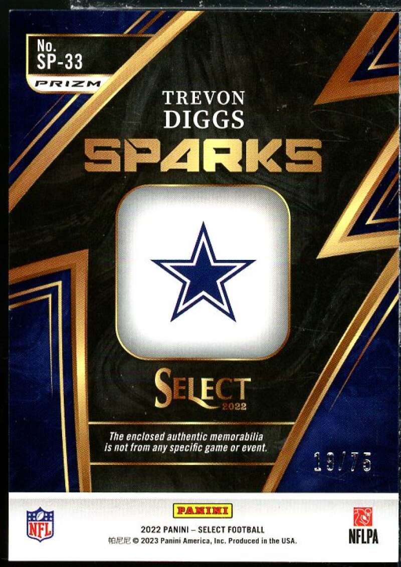 Trevon Diggs Card 2022 Select Sparks Materials Prizm White #33  Image 2