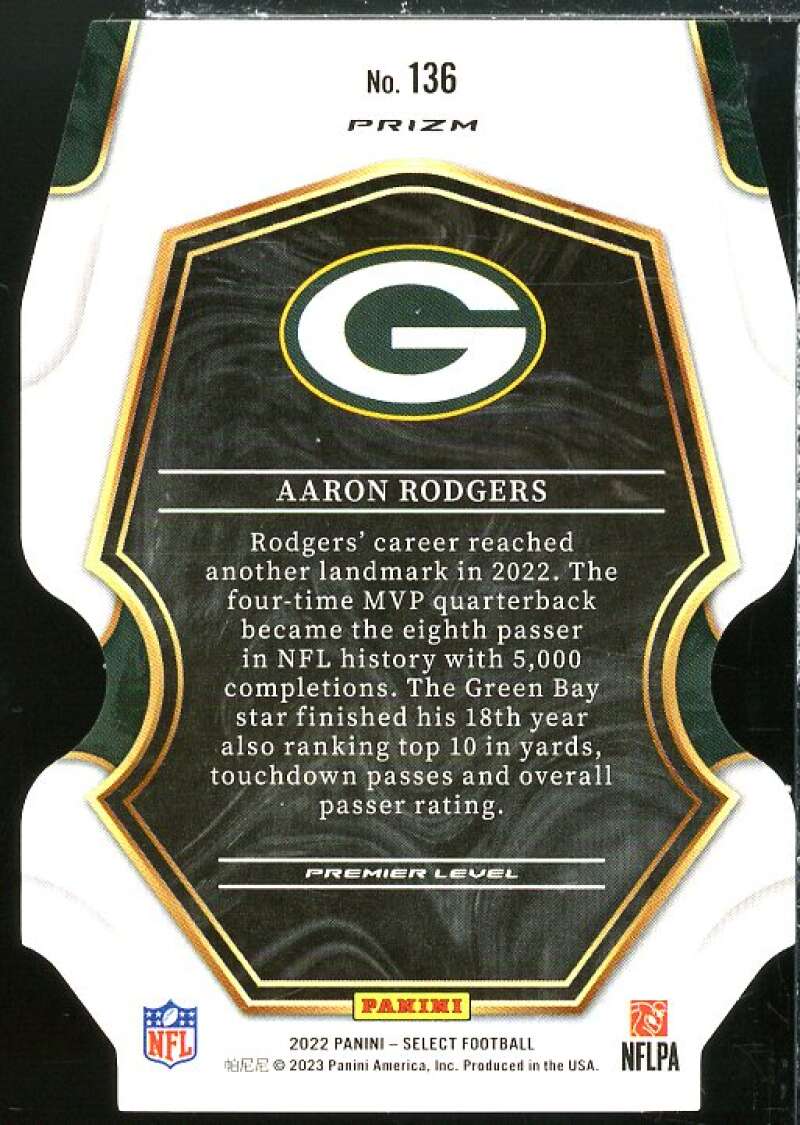 Aaron Rodgers Card 2022 Select Prizm Silver Die Cut #136  Image 2