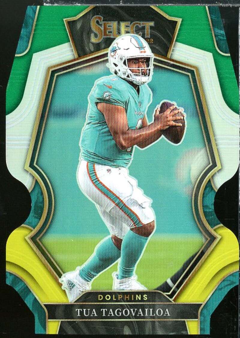 Tua Tagovailoa Card 2022 Select Prizm Green and Yellow Die Cut #161  Image 1