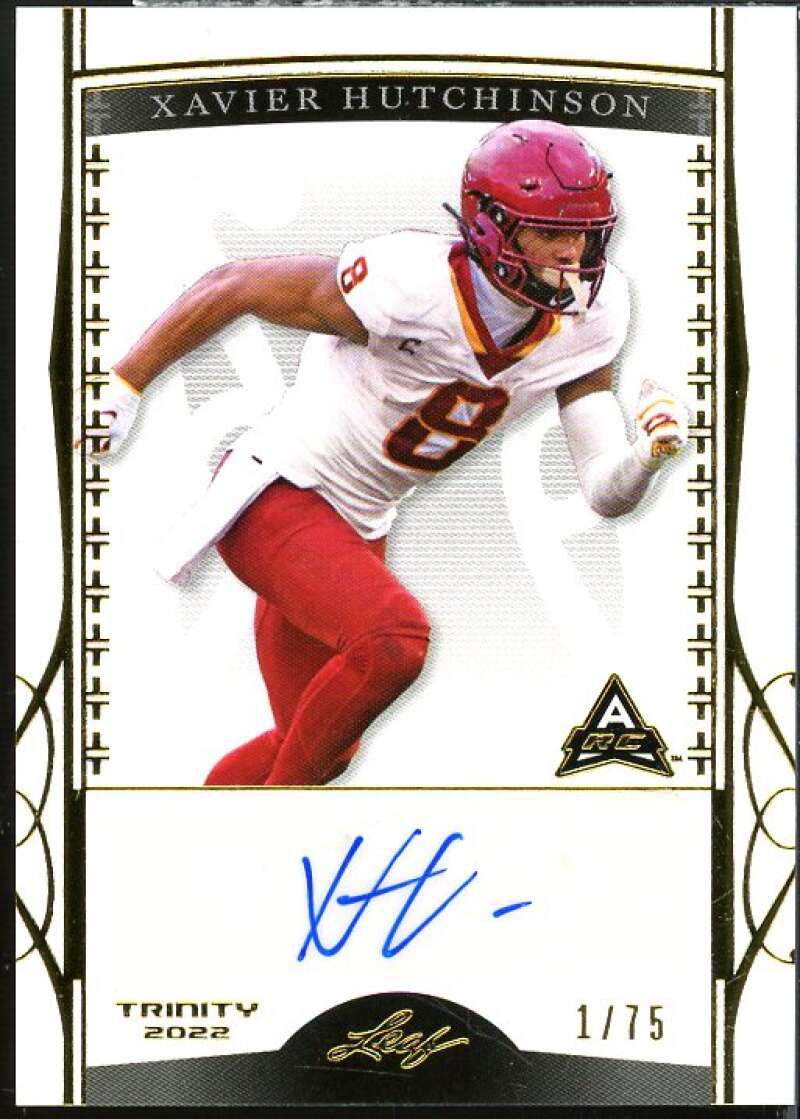 Xavier Hutchinson Rookie Card 2022 Leaf Trinity Gold #BAXH1  Image 1