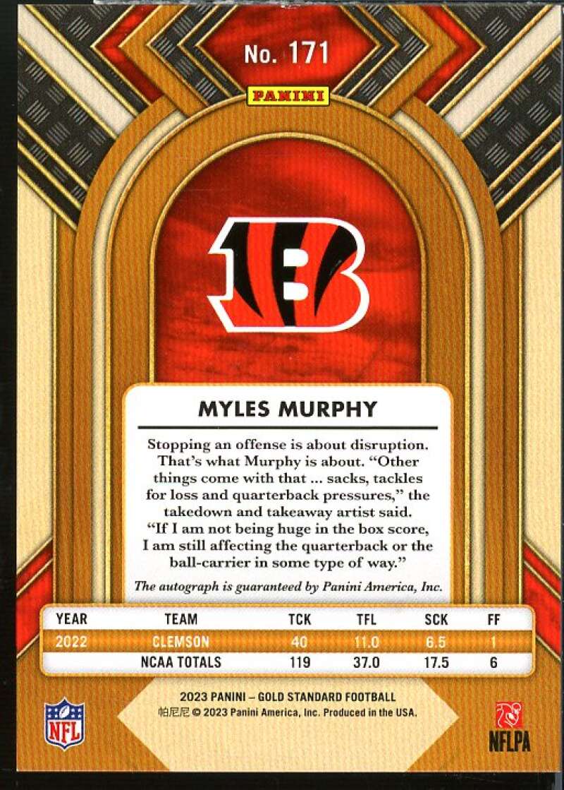 Myles Murphy Card 2023 Panini Gold Standard Rookies Autographs Platinum #171  Image 2