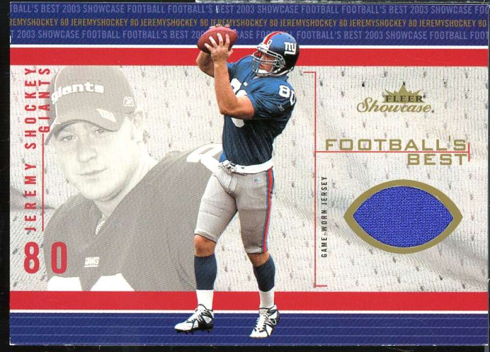 Jeremy Shockey Card 2003 Fleer Showcase Football's Best Jerseys #FBJS  Image 1