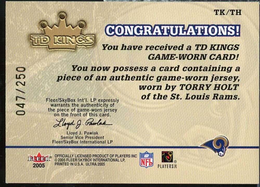 Torry Holt Card 2005 Ultra TD Kings Jerseys Copper #TH  Image 2