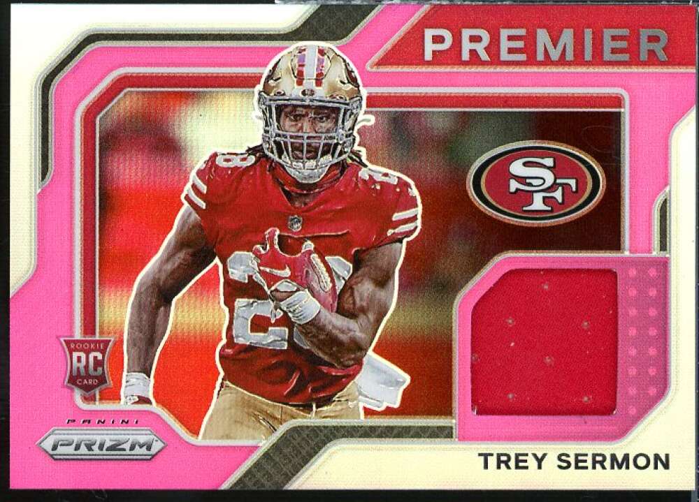 Trey Sermon Rookie Card 2021 Panini Prizm Premier Jerseys Pink #30  Image 1