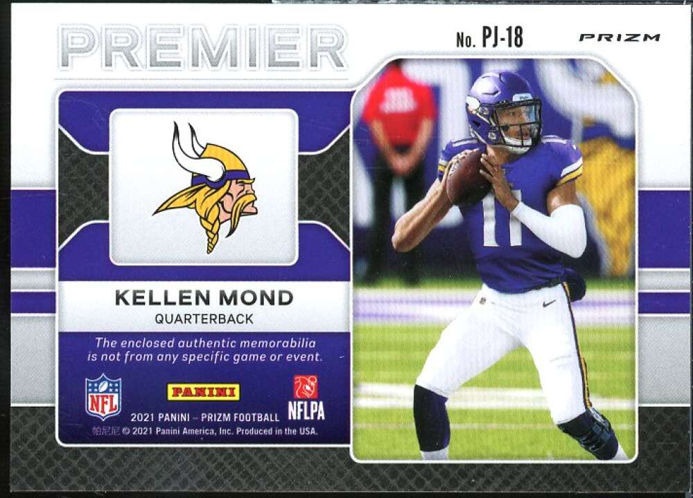 Kellen Mond Rookie Card 2021 Panini Prizm Premier Jerseys Neon Green Pulsar #18  Image 2