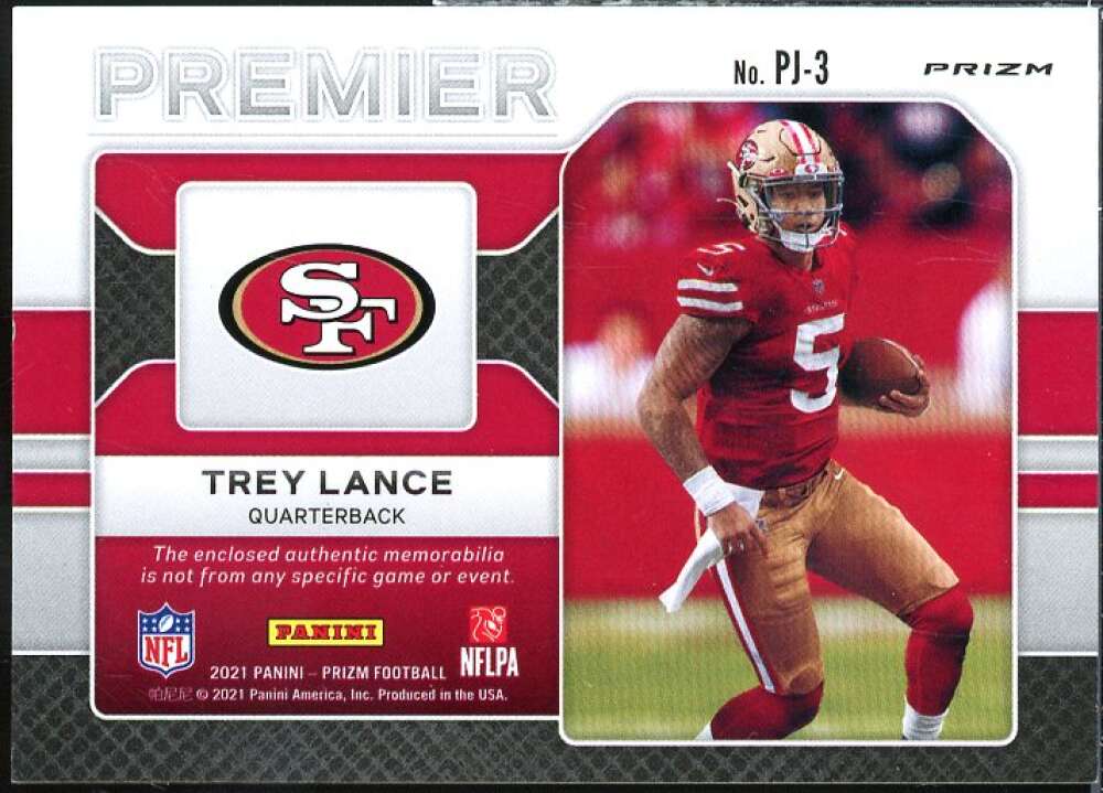 Trey Lance Rookie Card 2021 Panini Prizm Premier Jerseys Pink #3  Image 2