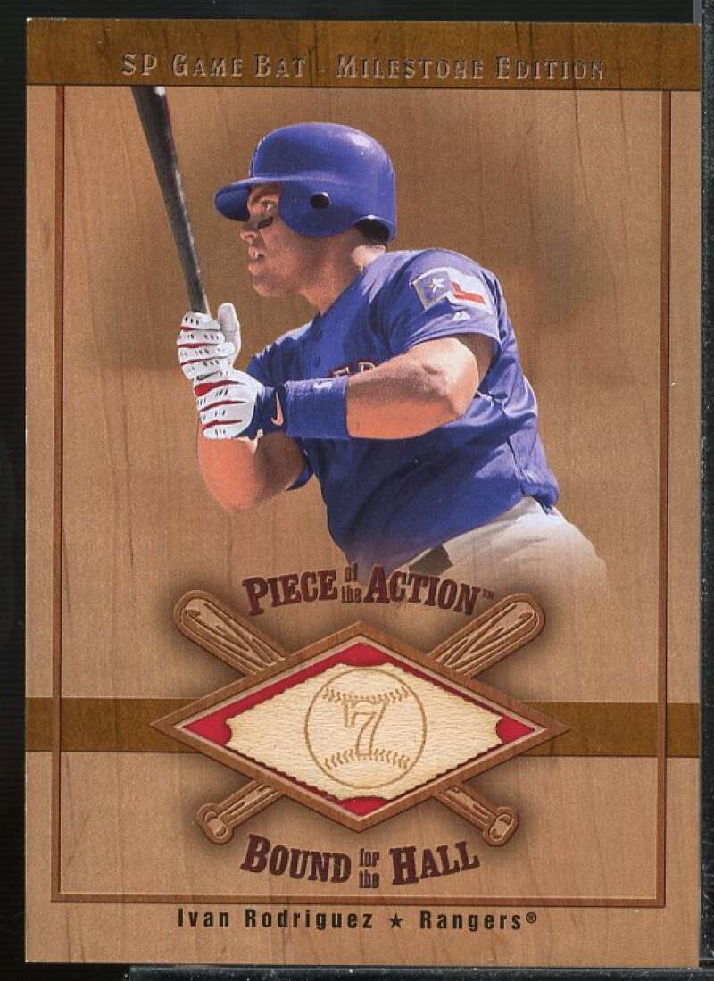 I. Rodriguez 2001 SP Game Bat Milestone Piece of Action Bound for the Hall #BIR  Image 1