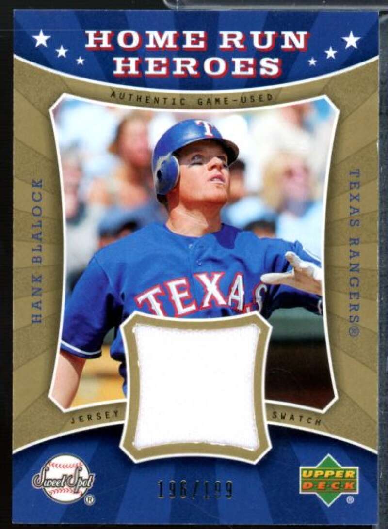 Hank Blalock Card 2004 Sweet Spot Home Run Heroes Jersey #HRHB  Image 1