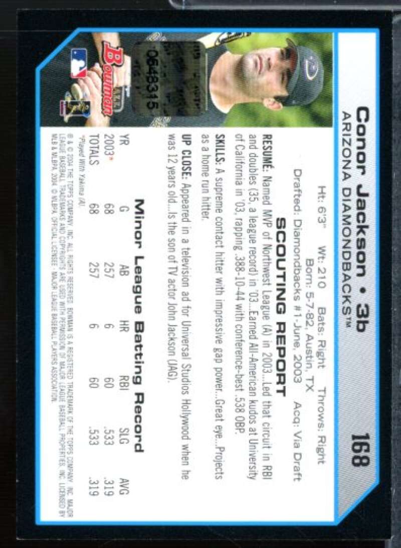 Conor Jackson Rookie Card 2004 Bowman Autographs #168  Image 2