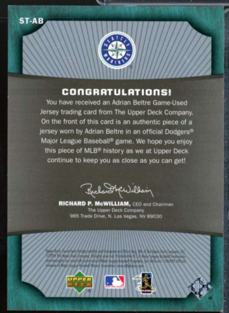 Adrian Beltre Card 2005 Sweet Spot Sweet Threads #STAB  Image 2