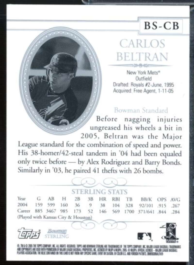Carlos Beltran Bat A Card 2005 Bowman Sterling #CB  Image 2