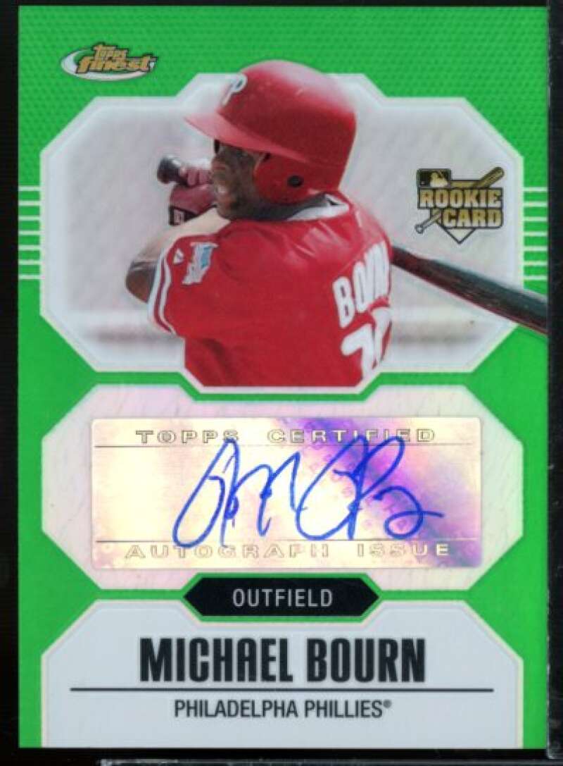 Michael Bourn AU Rookie Card 2007 Finest Refractors Green #155  Image 1