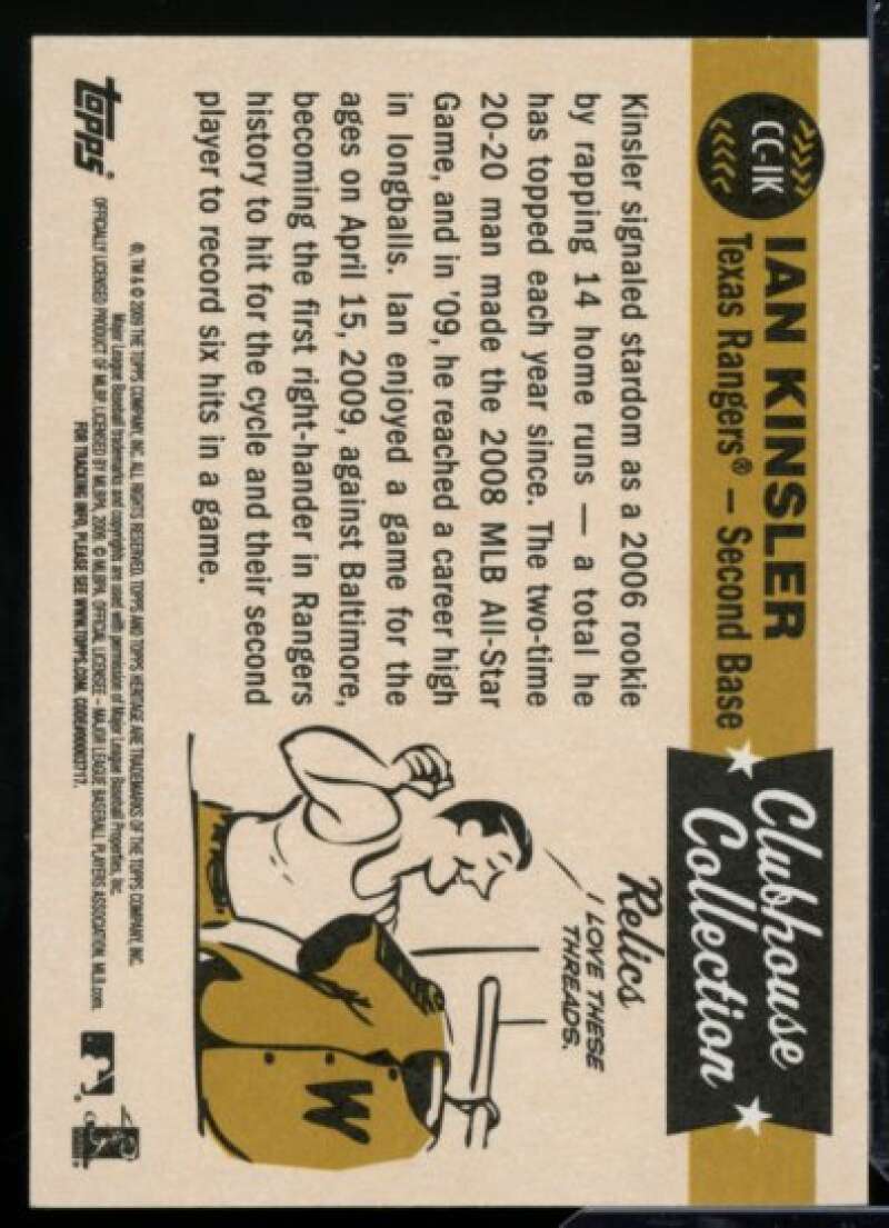 Ian Kinsler HN Card 2009 Topps Heritage Clubhouse Collection Relics #IK  Image 2