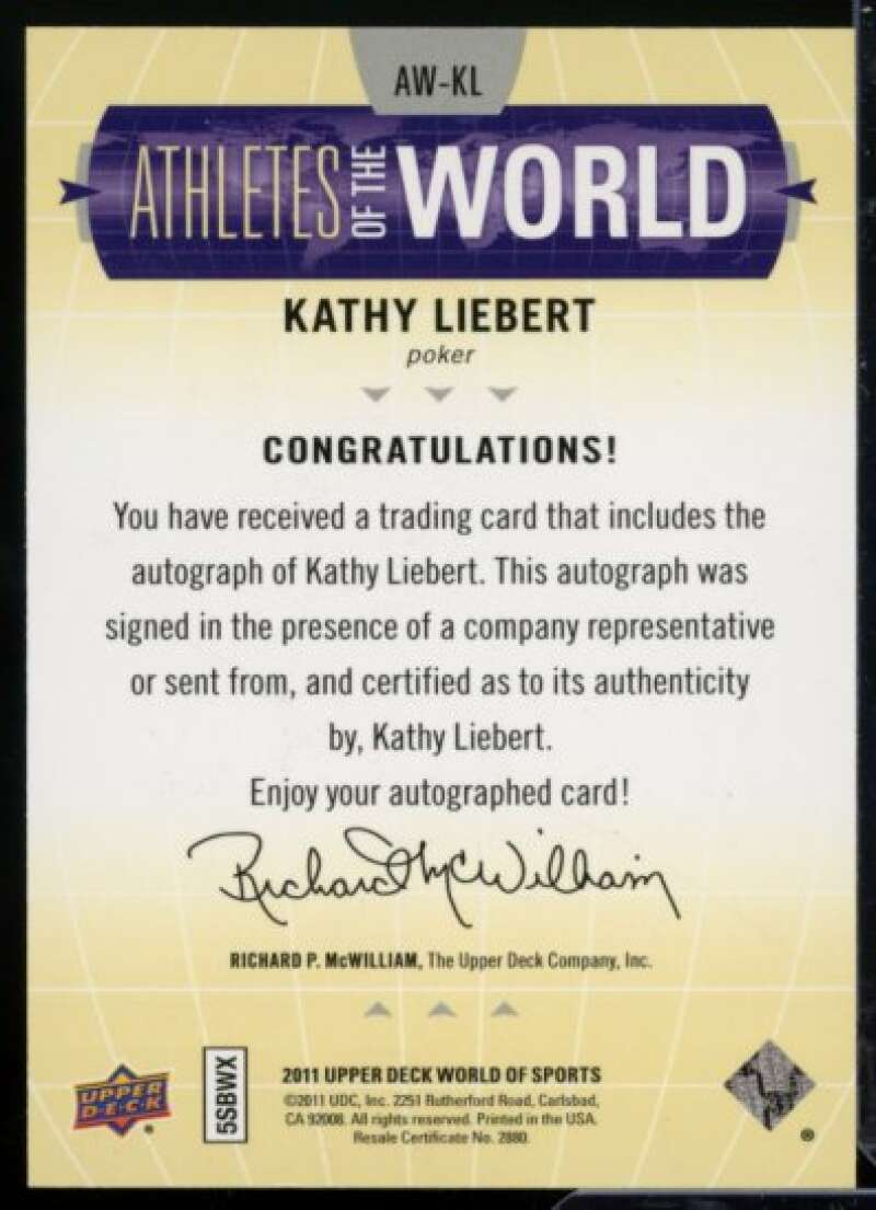 Kathy Liebert 2011 UD World of Sports Athletes of the World Autographs #AWKL  Image 2