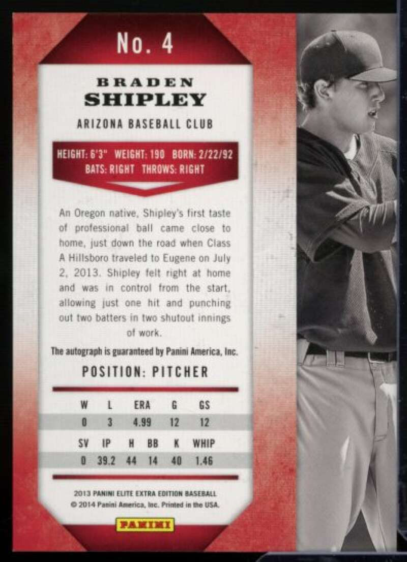 Braden Shipley 2013 Elite Extra Edition Franchise Futures Signatures Red Ink #4  Image 2