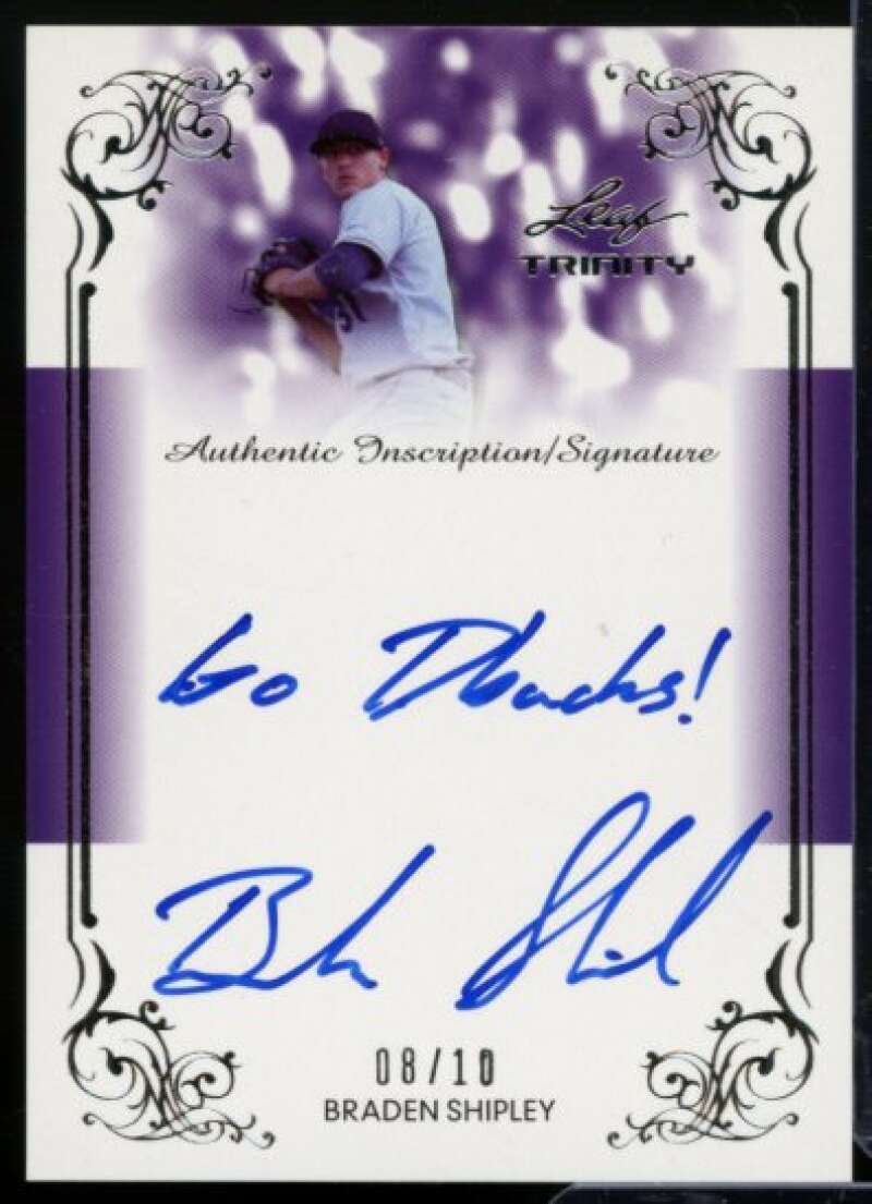Braden Shipley Rookie Card 2013 Leaf Trinity Inscriptions Gold #DTIBS1  Image 1