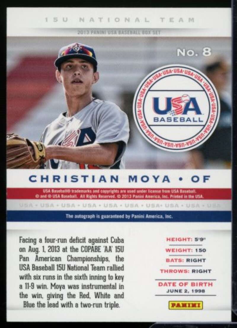 Christian Moya Rookie 2013 USA Baseball 15U National Team Signatures Red #8  Image 2