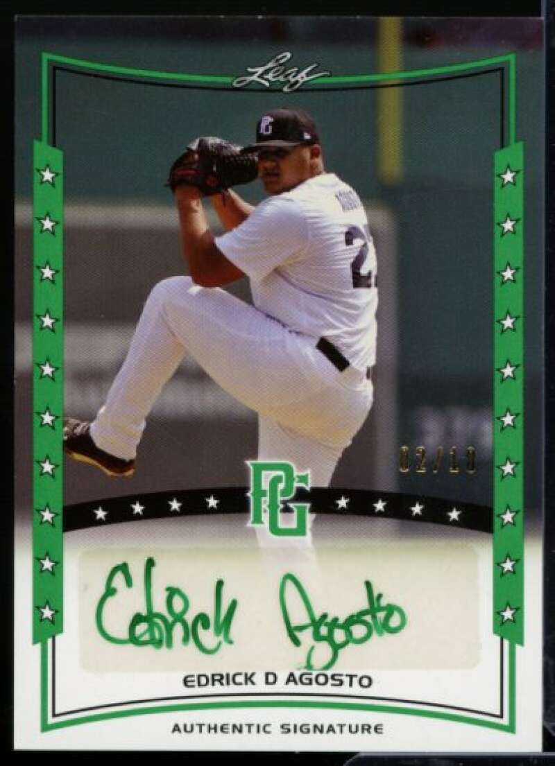 Edrick Agosto Rookie 2014 Leaf Perfect Game Showcase Autographs Green #AEDA  Image 1