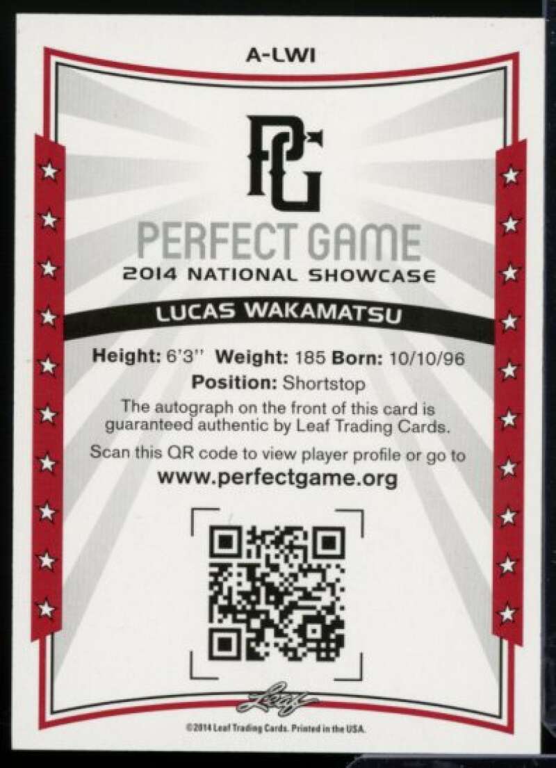 Lucas Wakamatsu Rookie 2014 Leaf Perfect Game Showcase Autographs Gold #ALW1  Image 2