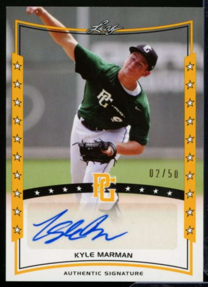 Kyle Marman Rookie Card 2014 Leaf Perfect Game Showcase Autographs Gold #AKM2  Image 1