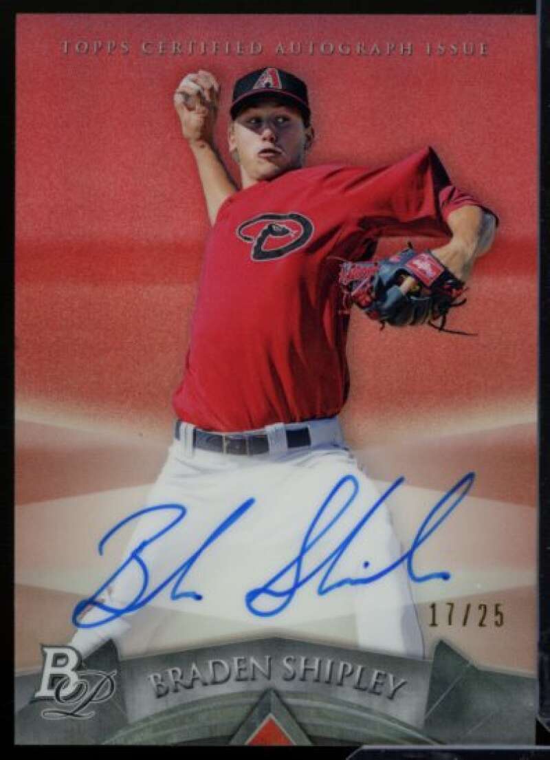 Braden Shipley 2014 Bowman Platinum Prospect Autographs Red Refractors #APBS  Image 1