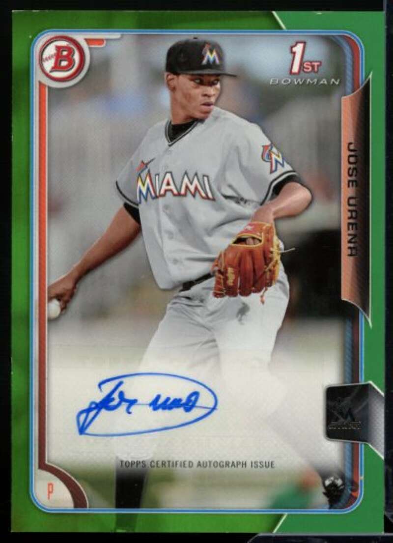 Jose Urena Rookie Card 2015 Bowman Prospects Autographs Green #PAJU  Image 1