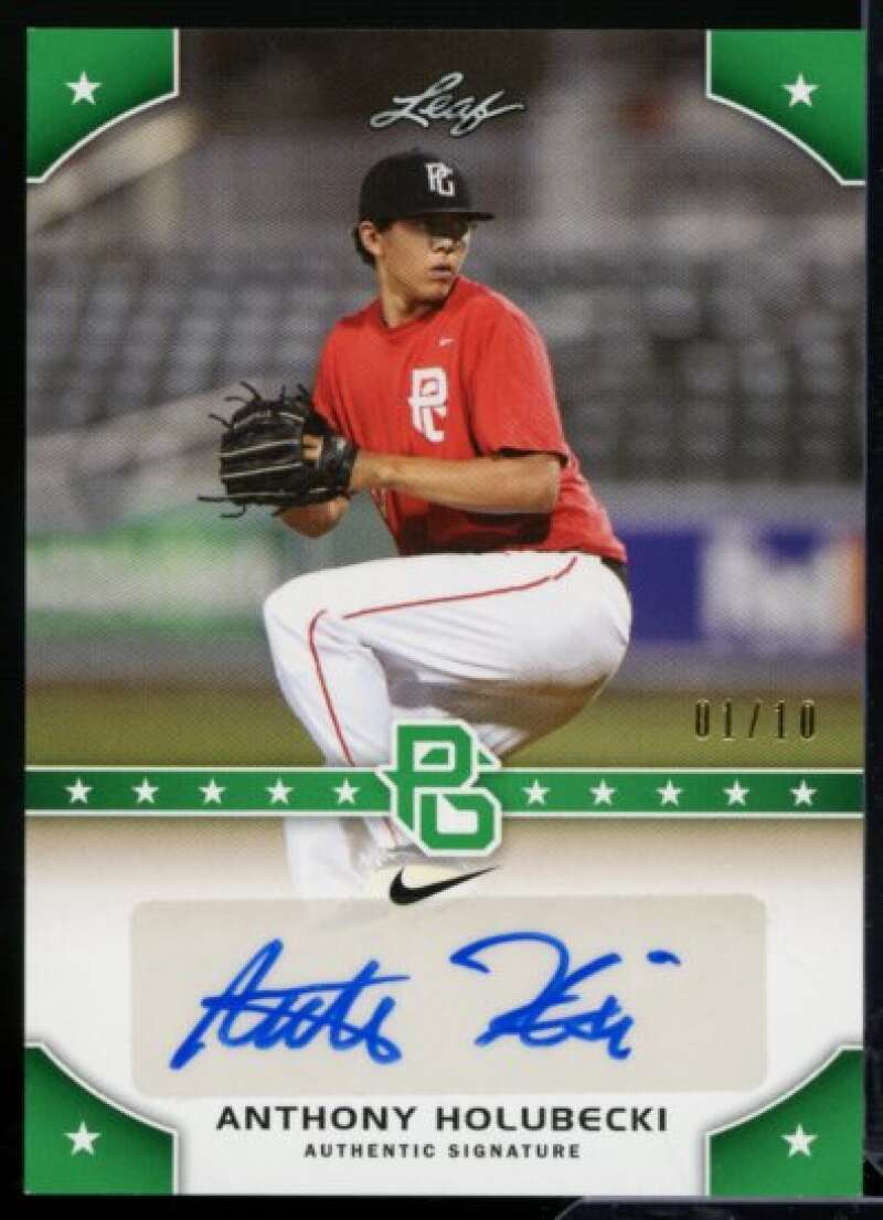 Anthony Holubecki Rookie Card 2015 Leaf Perfect Game Autographs Green #PGAH1  Image 1