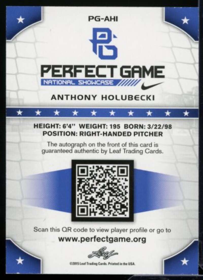 Anthony Holubecki Rookie Card 2015 Leaf Perfect Game Autographs Green #PGAH1  Image 2